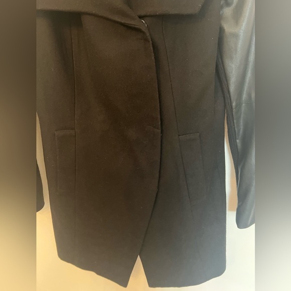 LAUNDRY BY SHELLI SEGAL S/CH/P ASYMMETRICAL WOMENS WOOL BLEND COAT BLACK SMALL - Picture 10 of 14